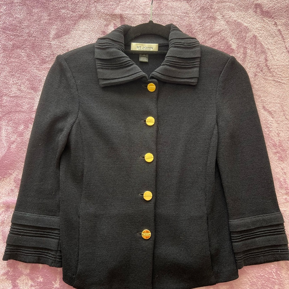St. John Black Blazer with Gold buttons